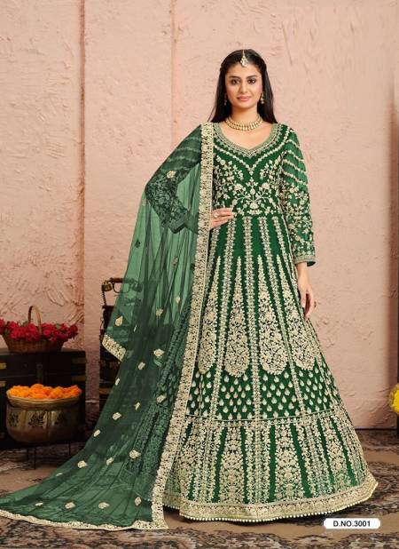 Green Colour AANAYA 130 Designer Fancy Festive Wear Heavy Embroidery Salwar Suit Latest Collection 3001